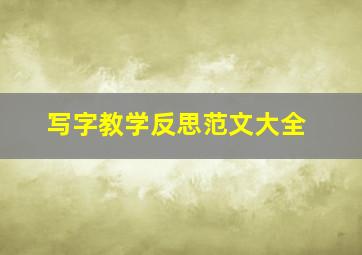 写字教学反思范文大全