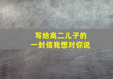 写给高二儿子的一封信我想对你说