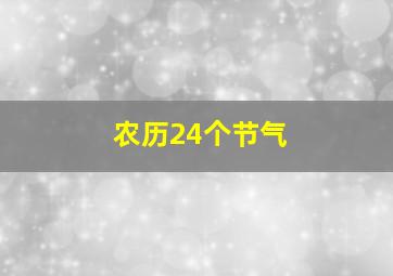 农历24个节气