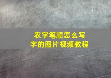 农字笔顺怎么写字的图片视频教程