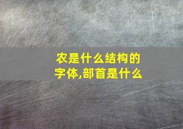 农是什么结构的字体,部首是什么