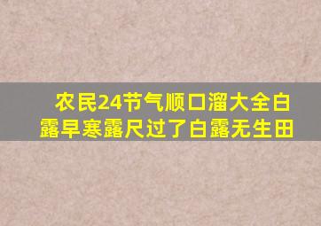 农民24节气顺口溜大全白露早寒露尺过了白露无生田