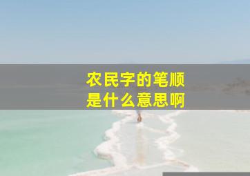 农民字的笔顺是什么意思啊