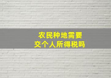 农民种地需要交个人所得税吗