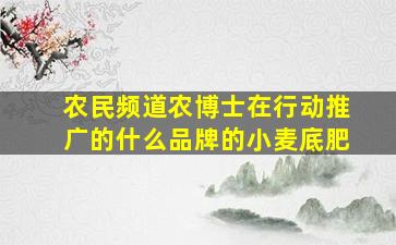 农民频道农博士在行动推广的什么品牌的小麦底肥