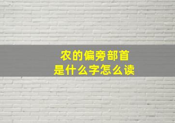 农的偏旁部首是什么字怎么读