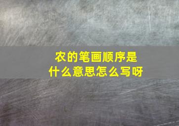 农的笔画顺序是什么意思怎么写呀