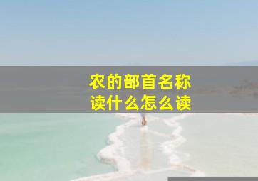 农的部首名称读什么怎么读