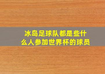 冰岛足球队都是些什么人参加世界杯的球员