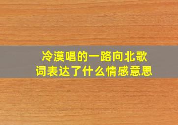 冷漠唱的一路向北歌词表达了什么情感意思