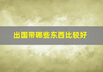 出国带哪些东西比较好