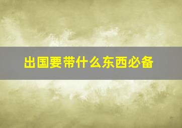 出国要带什么东西必备