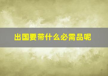 出国要带什么必需品呢