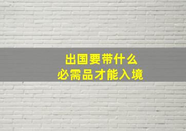 出国要带什么必需品才能入境