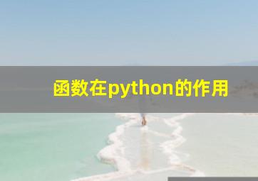 函数在python的作用