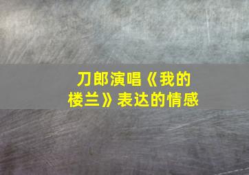 刀郎演唱《我的楼兰》表达的情感