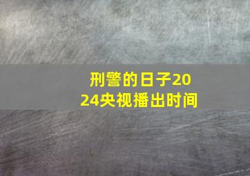 刑警的日子2024央视播出时间