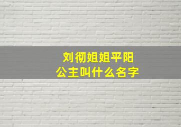 刘彻姐姐平阳公主叫什么名字