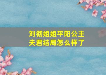 刘彻姐姐平阳公主夫君结局怎么样了