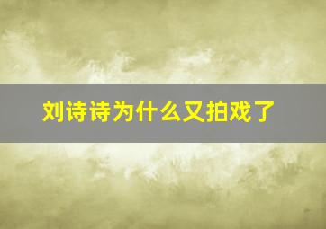 刘诗诗为什么又拍戏了