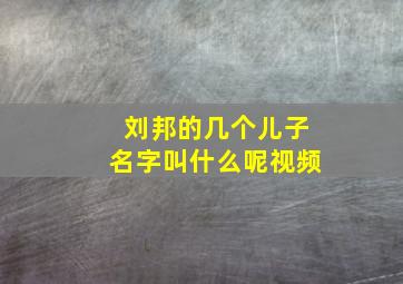 刘邦的几个儿子名字叫什么呢视频