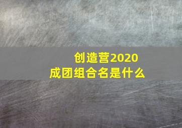 创造营2020成团组合名是什么