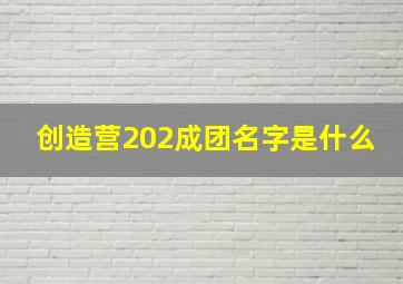 创造营202成团名字是什么