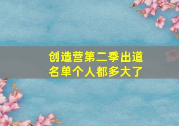 创造营第二季出道名单个人都多大了