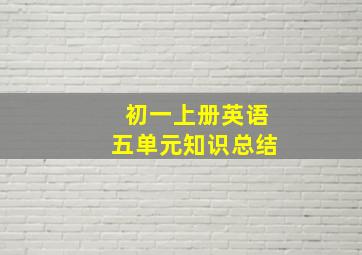 初一上册英语五单元知识总结