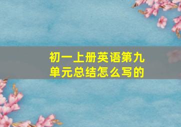 初一上册英语第九单元总结怎么写的