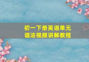 初一下册英语单元语法视频讲解教程