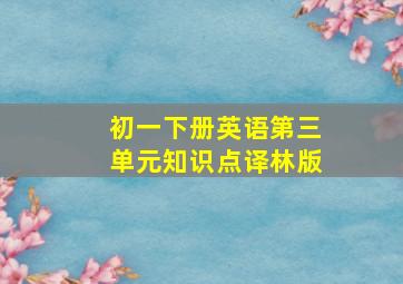 初一下册英语第三单元知识点译林版