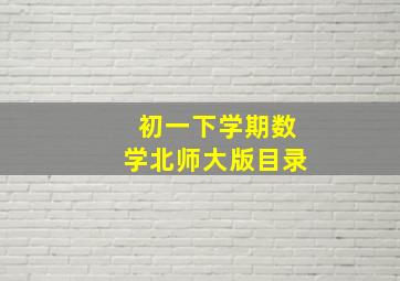 初一下学期数学北师大版目录