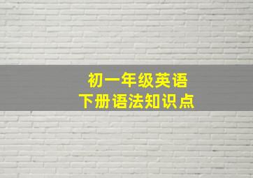 初一年级英语下册语法知识点