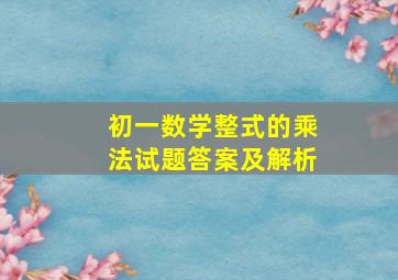 初一数学整式的乘法试题答案及解析