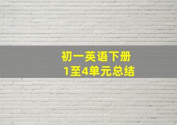 初一英语下册1至4单元总结