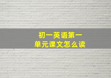 初一英语第一单元课文怎么读