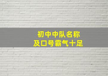 初中中队名称及口号霸气十足