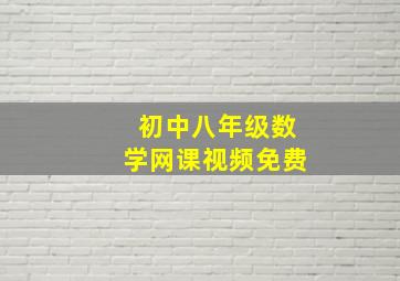 初中八年级数学网课视频免费