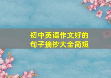 初中英语作文好的句子摘抄大全简短