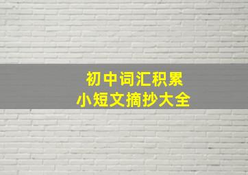 初中词汇积累小短文摘抄大全