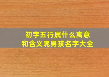 初字五行属什么寓意和含义呢男孩名字大全