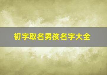 初字取名男孩名字大全