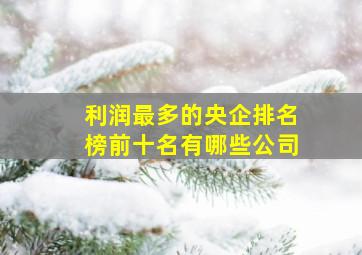 利润最多的央企排名榜前十名有哪些公司