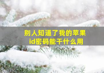 别人知道了我的苹果id密码能干什么用