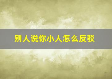 别人说你小人怎么反驳