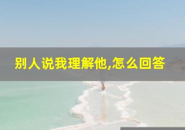 别人说我理解他,怎么回答