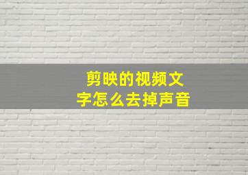 剪映的视频文字怎么去掉声音