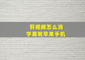 剪视频怎么消字幕呢苹果手机