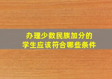 办理少数民族加分的学生应该符合哪些条件